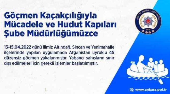 Başkentte 45 düzensiz göçmen yakalandı