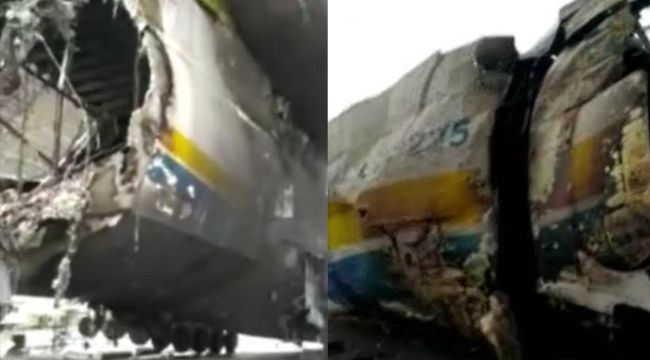 Dünyanın en büyük kargo uçağı Antonov An-225'in enkazı görüntülendi