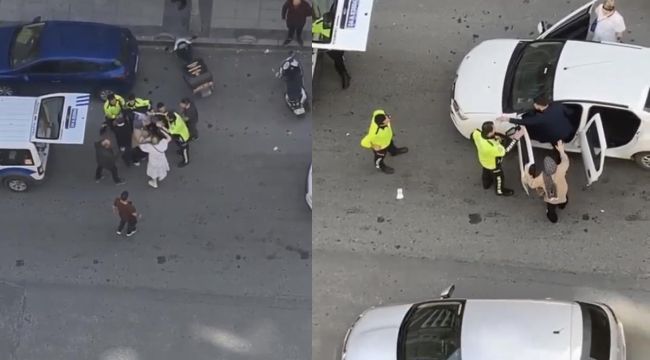 Esenyurt'ta trafik polisini önce tehdit etti sonra üzerine yürüdü