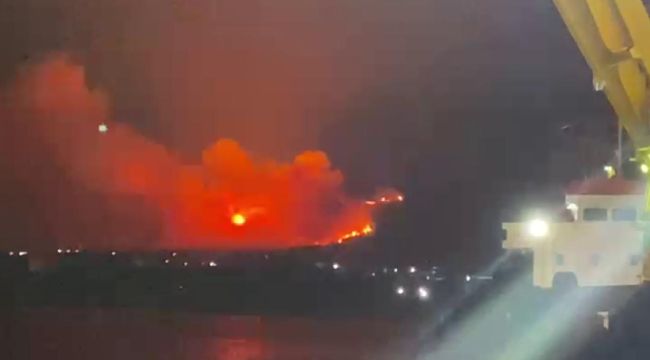 Hatay'daki orman yangınında yüksek gerilim hatları böyle patladı