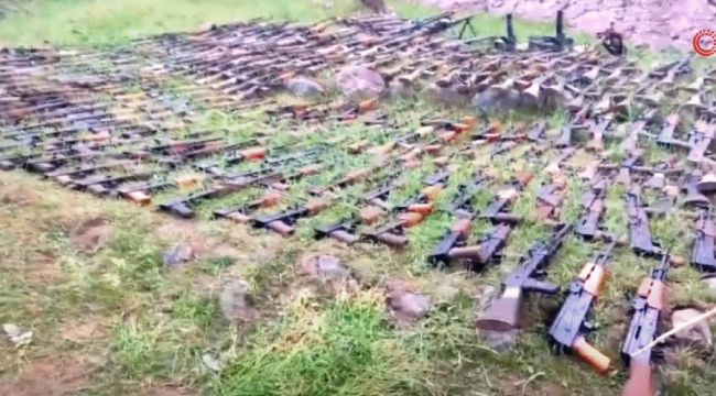 Irak'ın kuzeyinde terör örgütü PKK'ya ait çok sayıda silah ele geçirildi