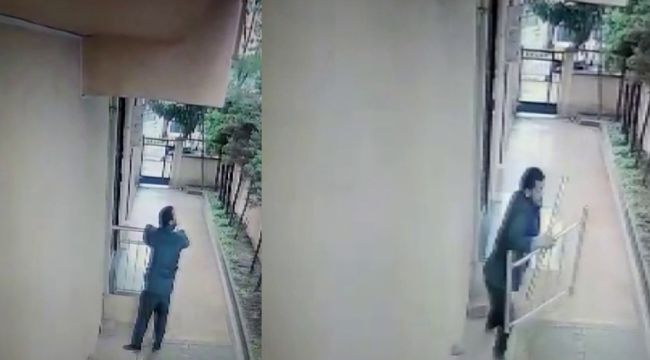 Kartal'da bir hırsız, apartman girişindeki demir korkulukları parçalayarak çaldı