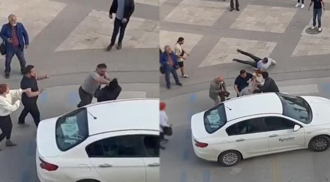 Kendisine yol vermeyen sürücüyü tek yumrukta yere serdi