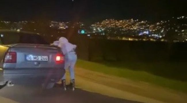 Patenli gencin tutunarak yolculuk yaptığı otomobil trafikten men edildi