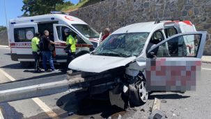 Maltepe'de ticari araç bariyerlere saplandı