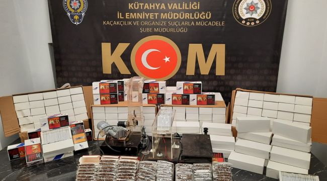 Kütahya'da 53 bin 340 adet makaron ele geçirildi