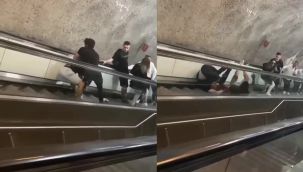 Metroda pes dedirten kavga: Yumruklar tekmeler havada uçuştu