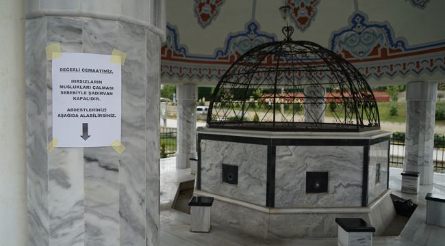 Şadırvanın muslukları çalındı