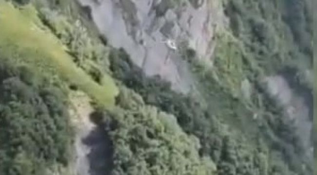 Helikopter dağlık alana düştü