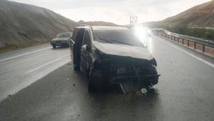 Kontrolden çıkan kamyonet kaza yaptı.
