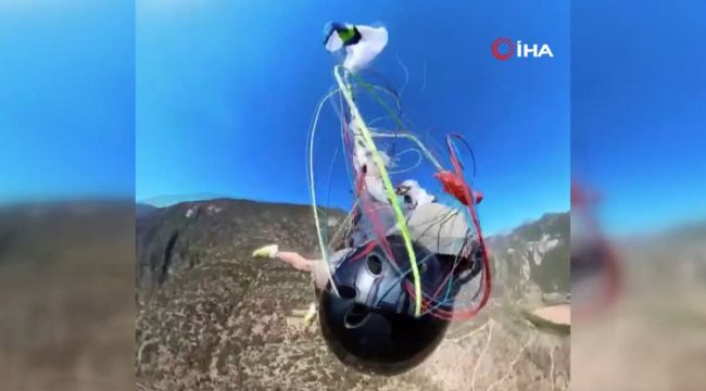 Paraşütünün ipleri dolandı, yedek paraşütü hayatını kurtardı