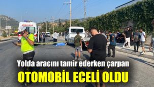 Yolda aracını tamir ederken çarpan otomobil eceli oldu