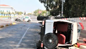 Antalya'da kaza yapan Ukraynalı kadın sürücü şoka girdi