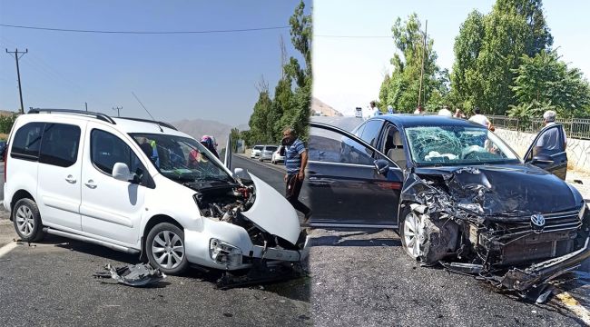 Otomobille kamyonet çarpıştı