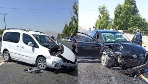 Otomobille kamyonet çarpıştı