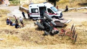 Şarampole devrilen traktörün şoförü hayatını kaybetti