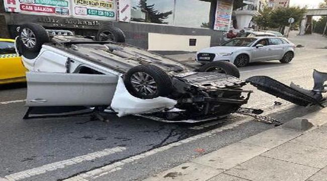 Sapağa girmek isteyince feci kazadan kaçamadı