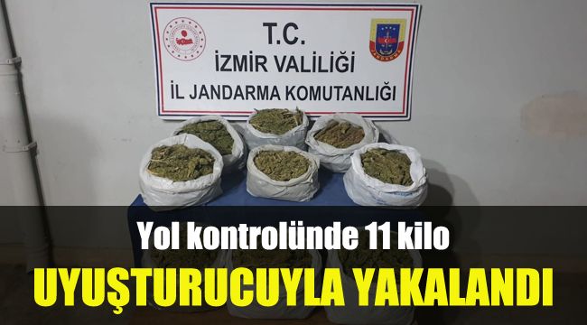 Yol kontrolünde 11 kilo uyuşturucuyla yakalandı