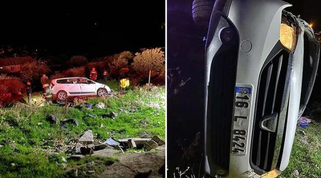 Bodrum'da otomobil, şarampole yuvarlandı