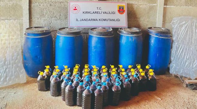 Kırklareli’de yılbaşı öncesi 1550 litre sahte içki ele geçirildi