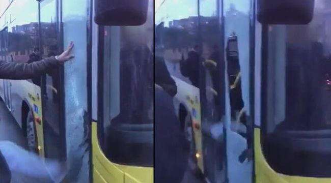 Arnavutköy'de İETT otobüsünün camını tekme atarak kırdı