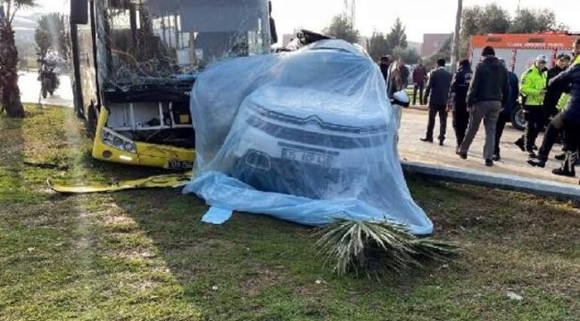 Aydın'da belediye otobüsü ile cip çarpıştı