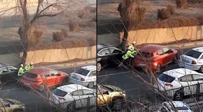Sürücü otomobiliyle, başka bir araca çarpıp polisten kaçtı
