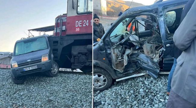 Yük treni, hemzemin geçitte hafif ticari araca çarptı