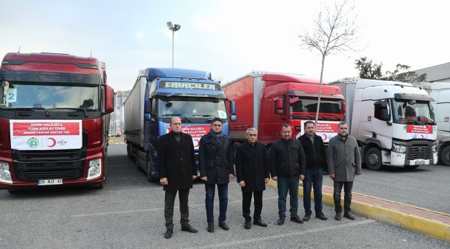Aliağalılar depremzedeler için seferber oldu: İlk yardım tırları yola çıktı