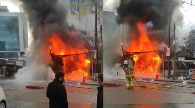 Beykoz'da ayakkabı dükkanı alev alev yandı