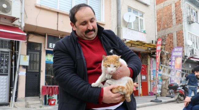 Çatıda mahsur kalan 'Arsız' kedi 5 gün sonra kurtarıldı