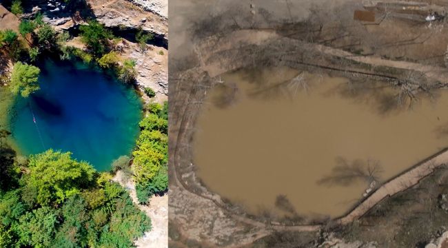 Deprem sonrası doğa harikası Yeşilgöz'ün rengi değişti