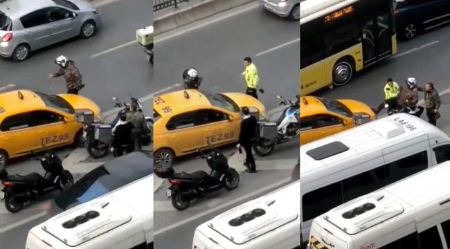 İstanbul'un göbeğinde trafik kavgası