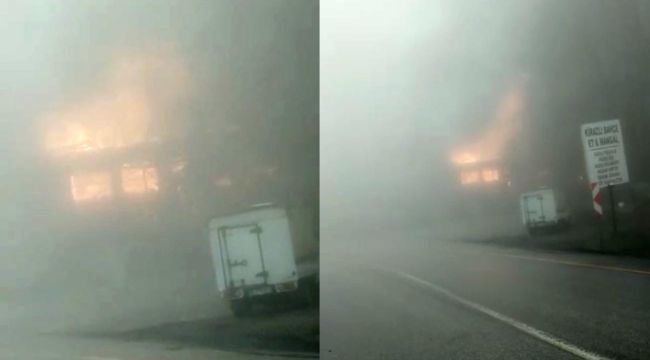 Uludağ yolu üzerine bulunan restoran alev alev yandı