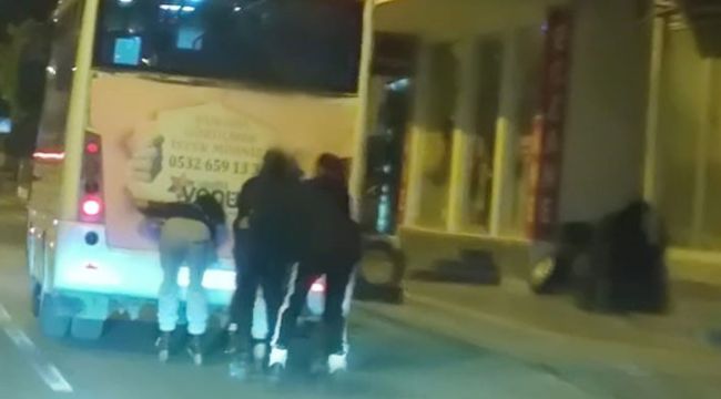 Antalya'da patenli gençlerin tehlikeli yolculuğu