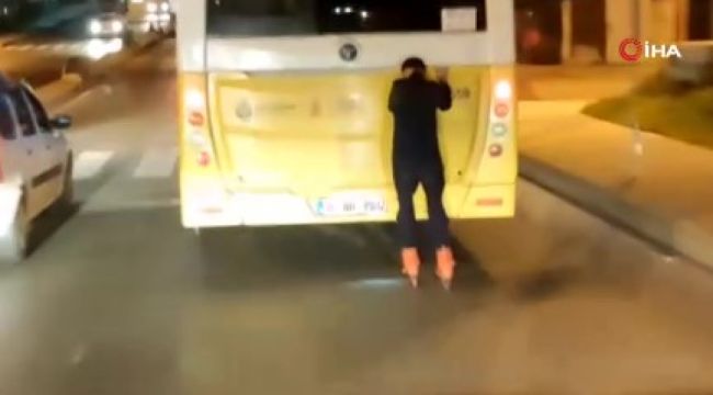 Sultangazi'de tehlikeli paten yolculuğu