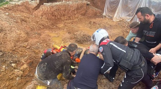 Toprağın altında kalan işçi için zamanla yarış