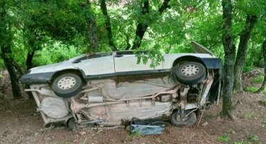 Balya'da otomobil şarampole uçtu