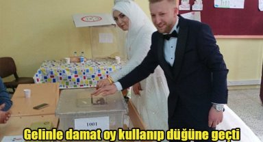 Gelinle damat oy kullanıp düğüne geçti