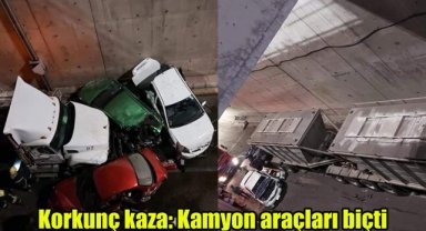Korkunç kaza: Kamyon araçları biçti