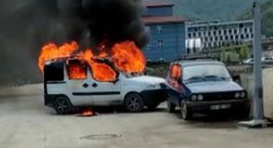 LPG'li araç tamir esnasında alev aldı