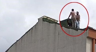 Binadan atlamaya çalışan adamı döverek indirdi