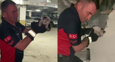 Havalandırma boşluğuna düştü, duvar kırılarak kurtarıldı