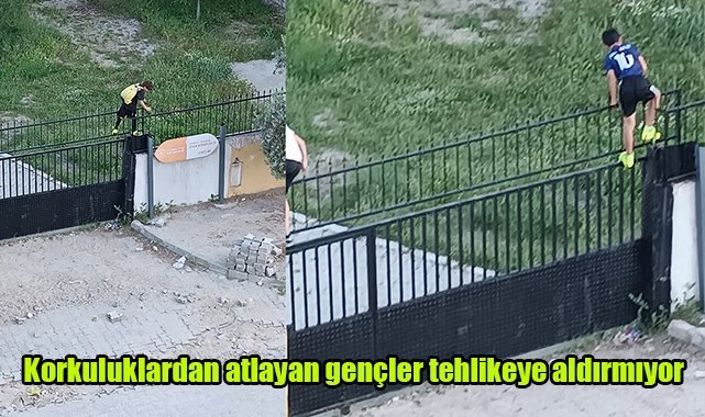 Korkuluklarından atlayan gençler tehlikeye aldırmıyor
