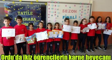 Ordu'da ikiz öğrencilerin karne heyecanı