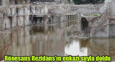 Rönesans Rezidans'ın enkazı suyla doldu