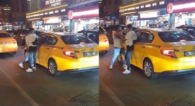 Taksiciye tekme ve yumruklu saldırı