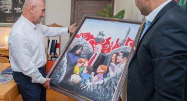 Başkan Soyer'e teşekkür portresi