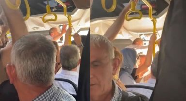 Orta kapıdan binen yolcuya kızıp herkesi indirmek istedi