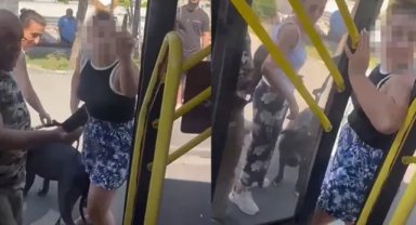 Otobüse köpekle alınmayan kadın ortalığı birbirine kattı